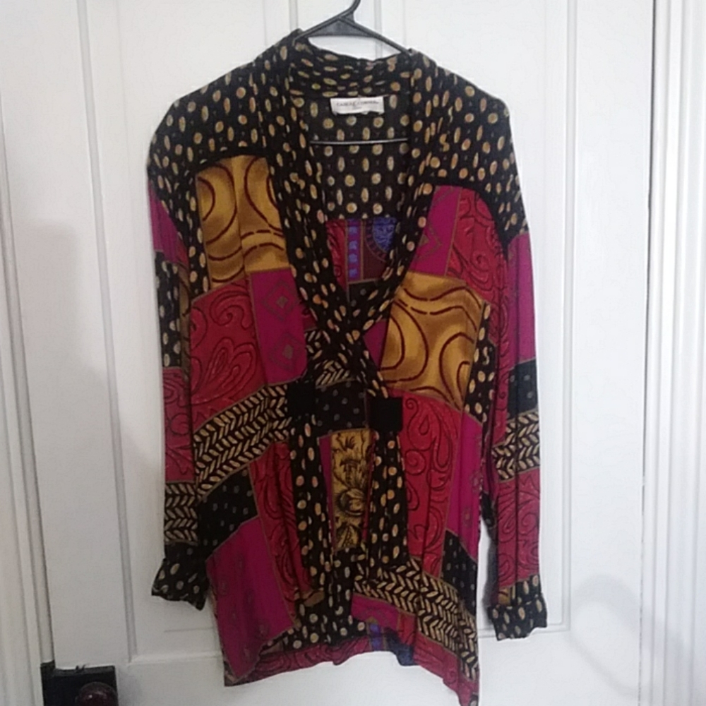 Vintage silk like jacket blouse